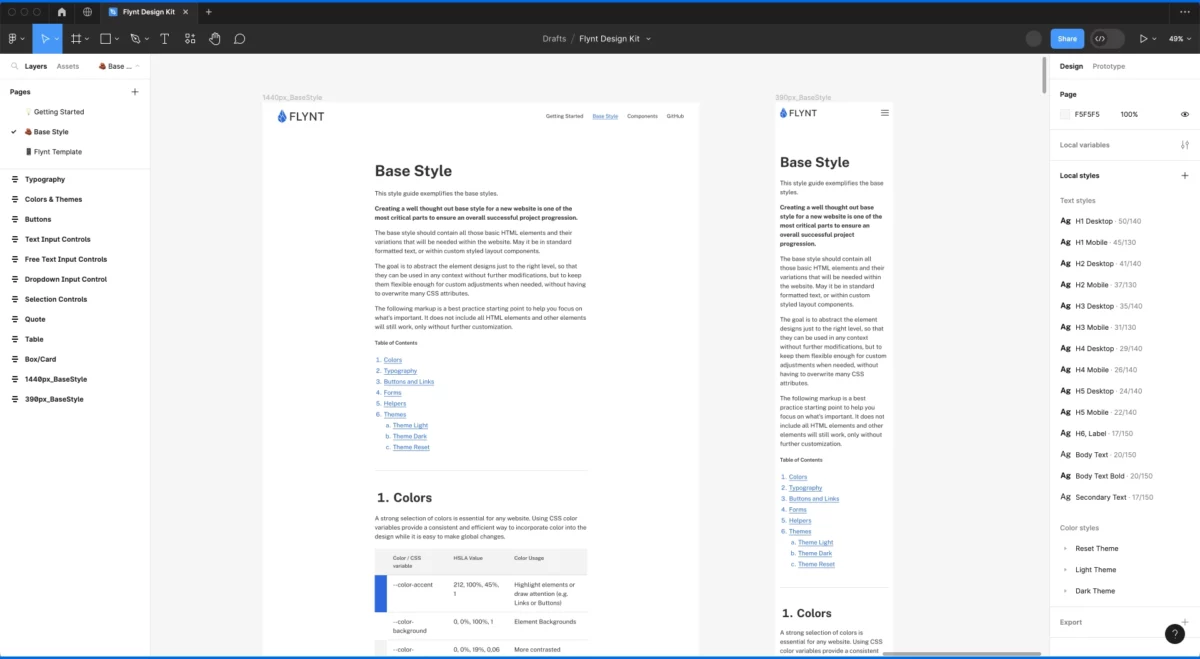 Flynt Design Kit BaseStyle Preview